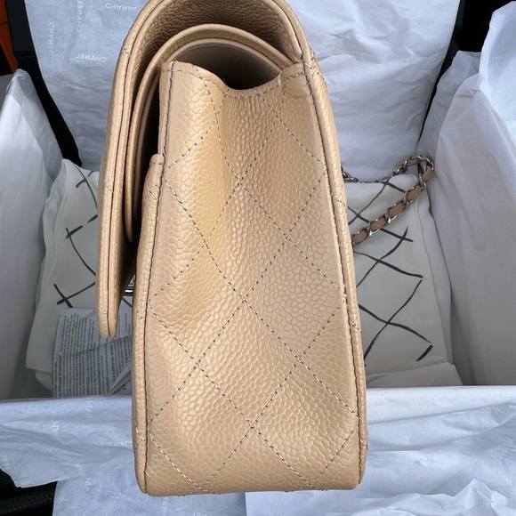 Chanel Medium Classic Flap Beige Caviar Silver Hardware - Picture 3 of 13